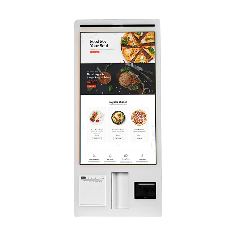 KFC restaurant hd interactive screen 32inch self service payment kiosk with printer scanner and camera burger self service