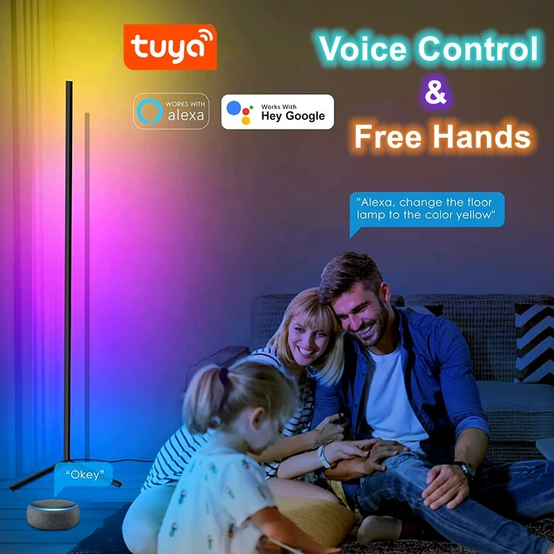 Music Sync Dream Color LED Light Corner Floor Lamp Smart App Remote Control RGB Color Changing LED Floor Lamp