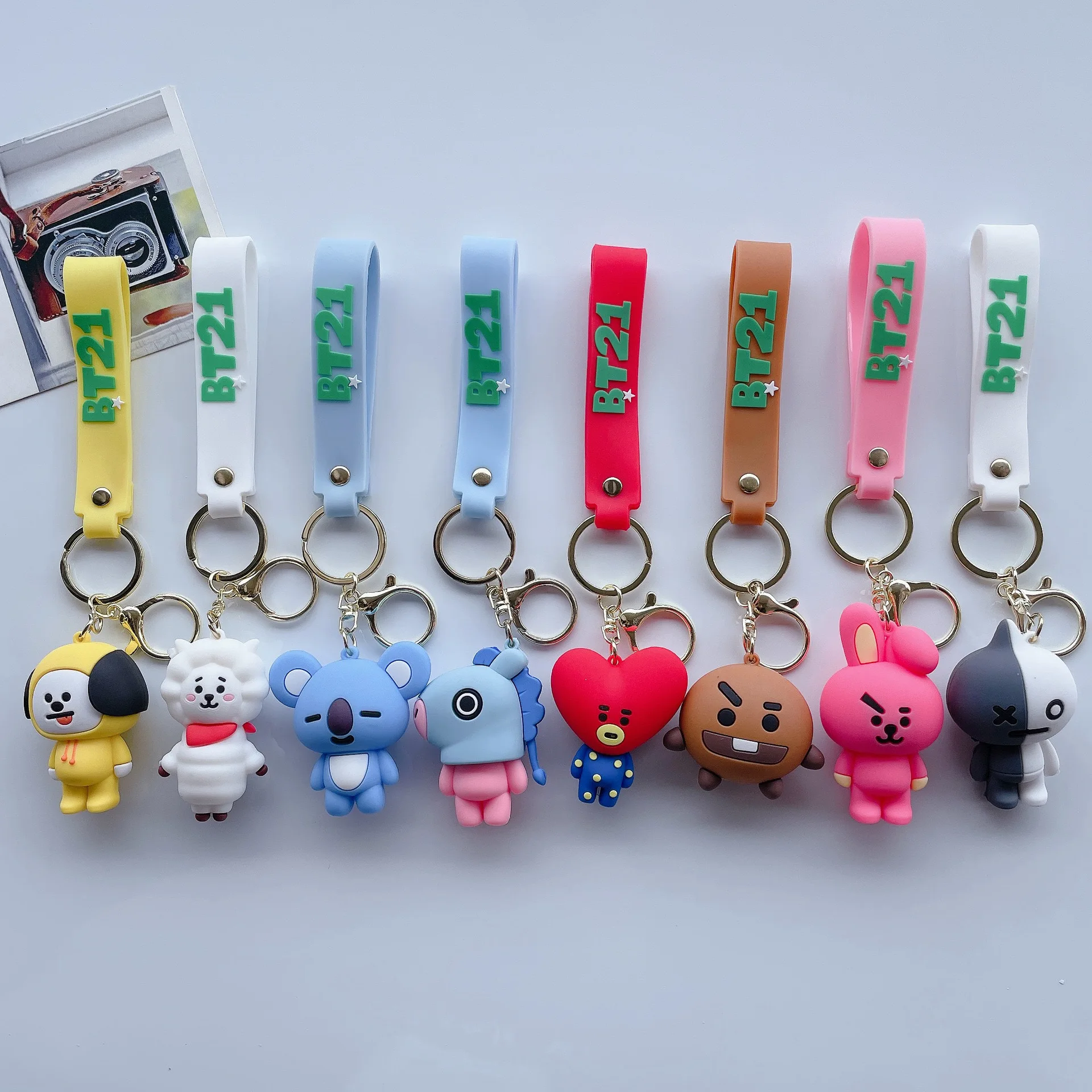 3D PVC cartoon anime keychain BT Boys Peripheral Q Edition Doll Keychain Car Bag Keyring Keychains rubber custom key chain