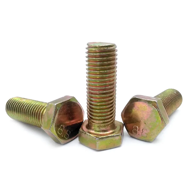 carbon steel hex head bolt DIN931 Hex bolt Yellow zinc plated bolt ISO4014