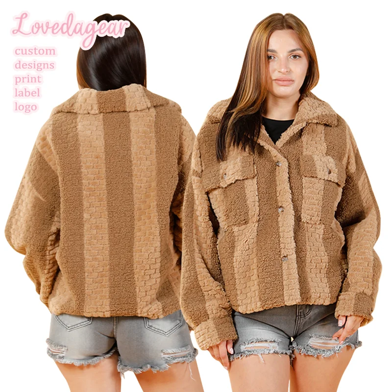 Lovedagear Custom Winter Plus Size Ladies Teddy Fur Coat Sherpa Fleece Jackets for Women