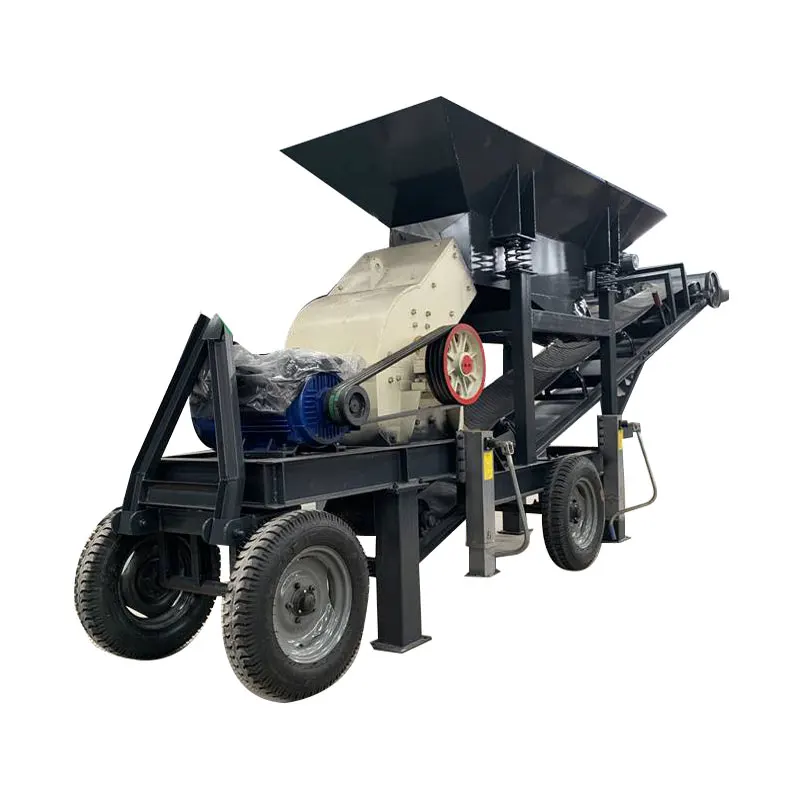 Mining construction industry mobile hammer crusher silica rock making quartz stone sand making machine
