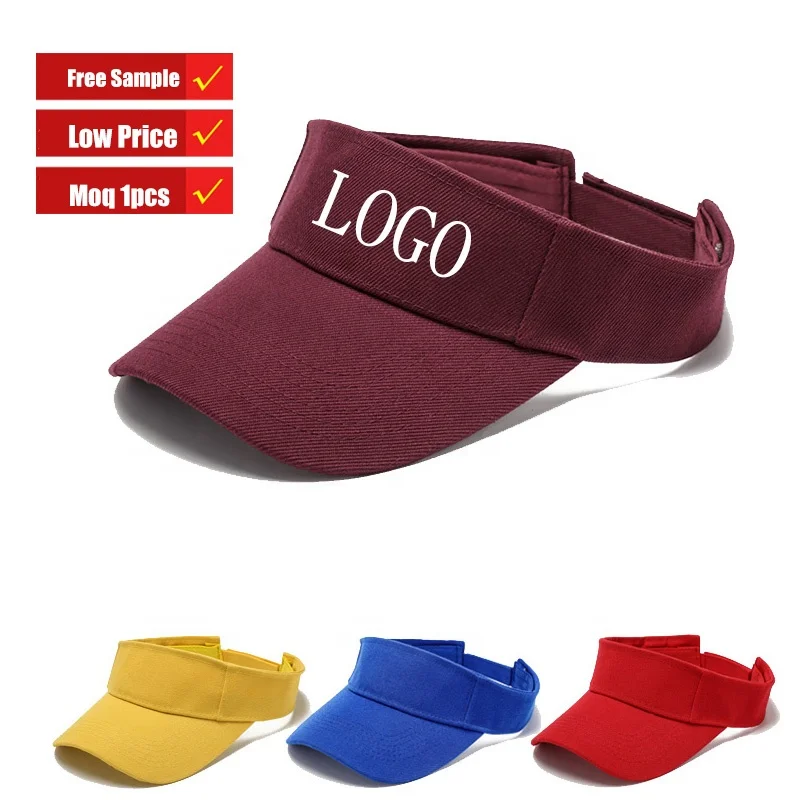 Custom Embroidery Wholesale Adjustable Outdoor Sport Beach Running Visor Cap For Men Women Golf Tennis Cap Sports Sun Visor Hat