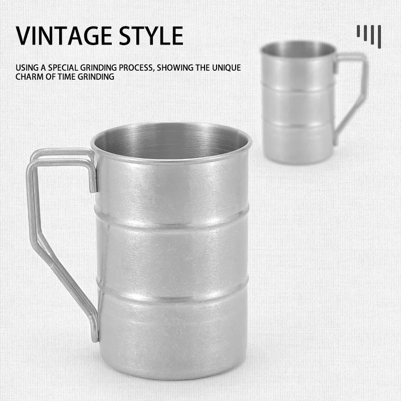 Environmental Protection reusable 304 stainless steel Cup retro industrial style Outdoor Camping Party mug Cold Drink Beer Coke