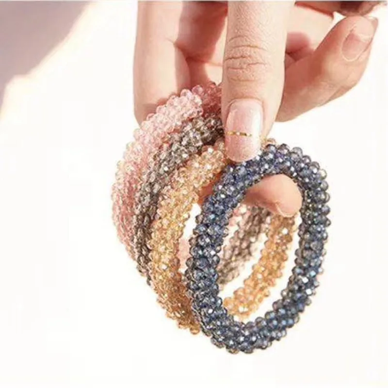 Hot Selling Fashionable Crystal Hair Scrunchies Elastic Beaded Bracelet