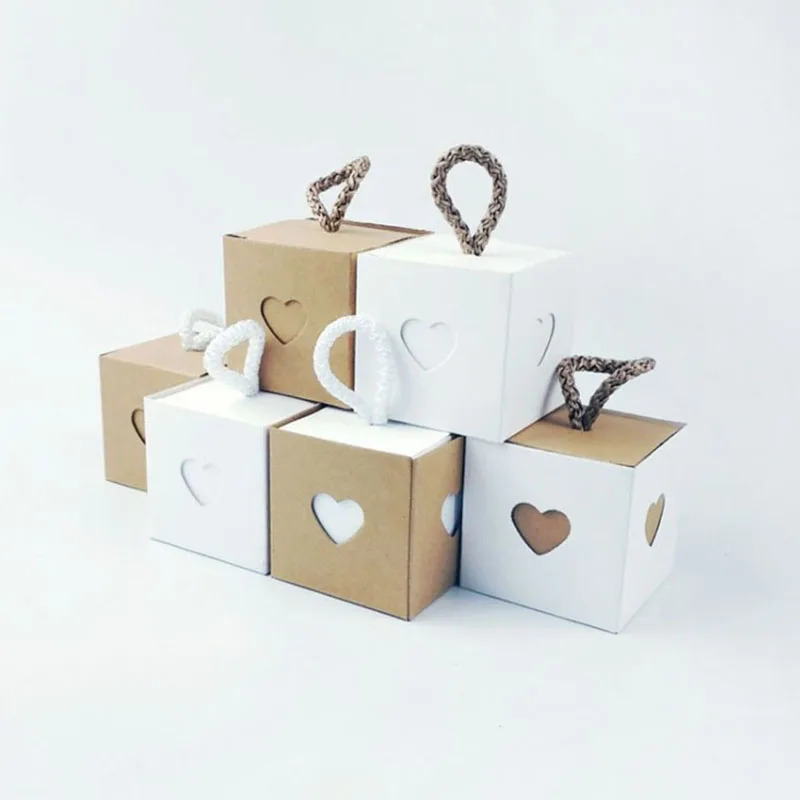 White Brown Kraft Box Packaging Wedding Souvenir Gift Boxes for Guests