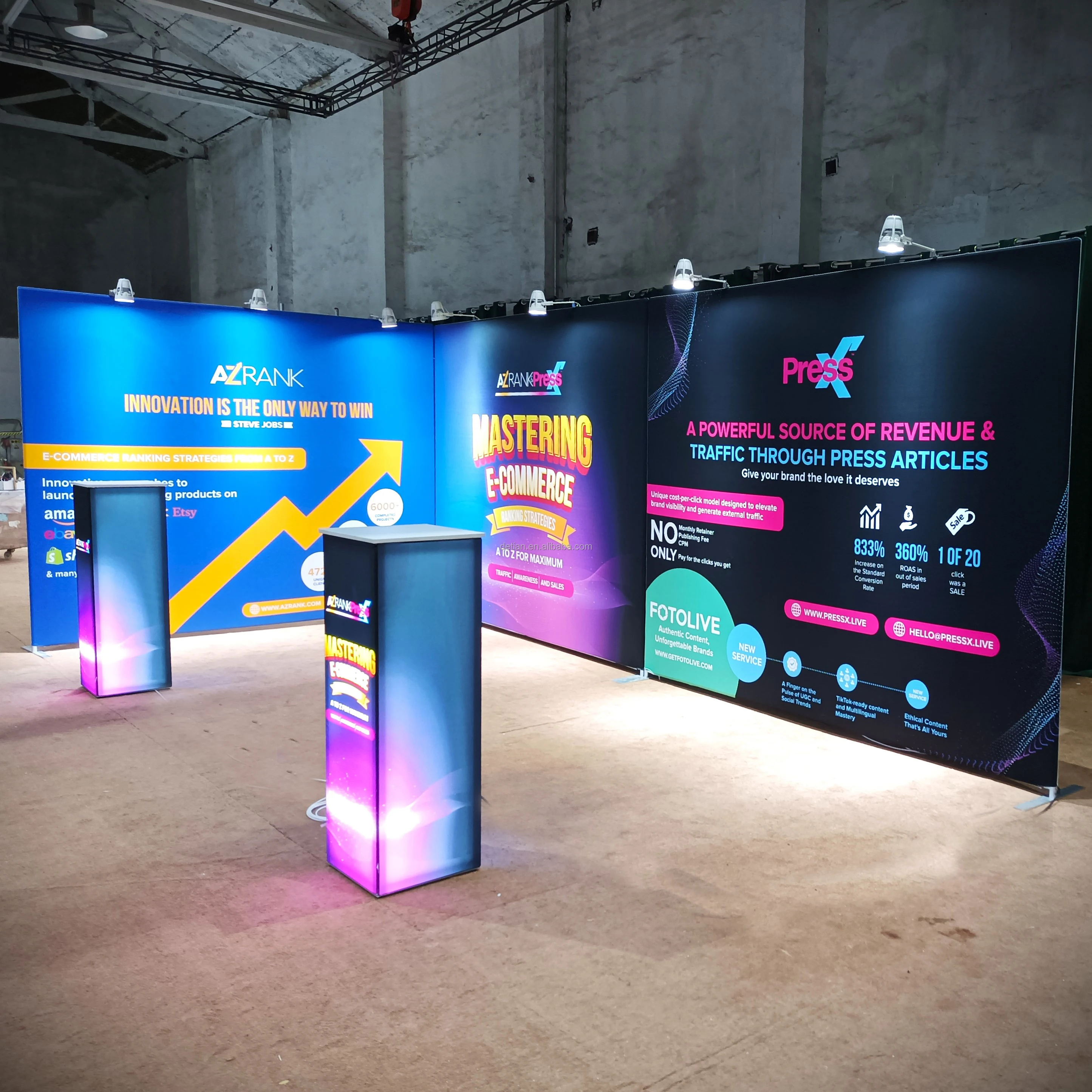 hot sale 10 *20 ft pillowcase tension fabric display aluminum frame exhibition booth pillow case backdrop exhibition booth