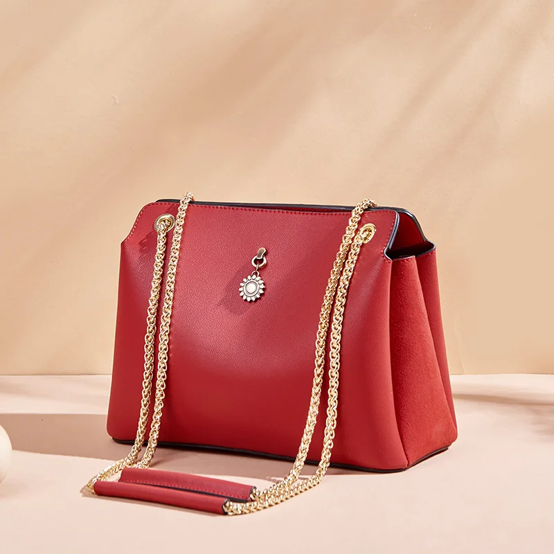 China wholesale 2020 new trending product genuine leather ladies shoulder bags women handbags purses