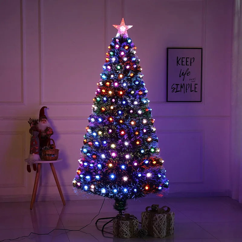 Christmas Decorations Colorful Led Full Lights Fiber Optic Tree With Colorful Pine Cones Christmas Tree