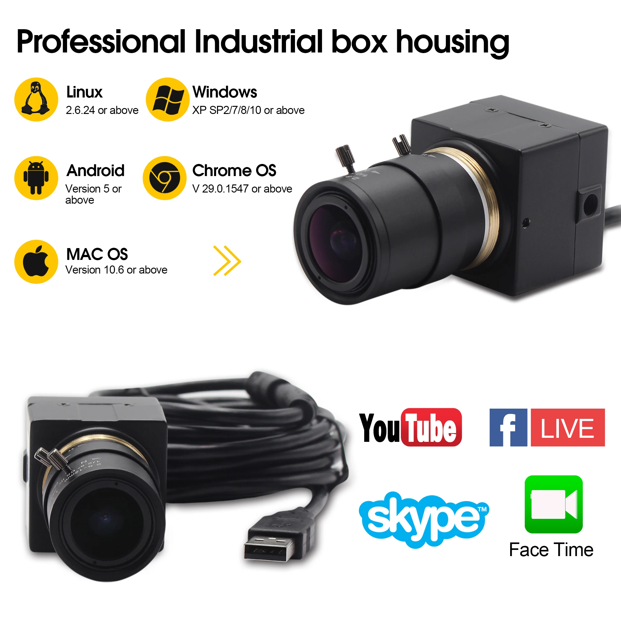 Мини-веб-камера ELP 1080P Full HD 30fps 60fps 120fps USB-камера с ручным зумом 2 8-12 мм варифокальный объектив для ПК Skype