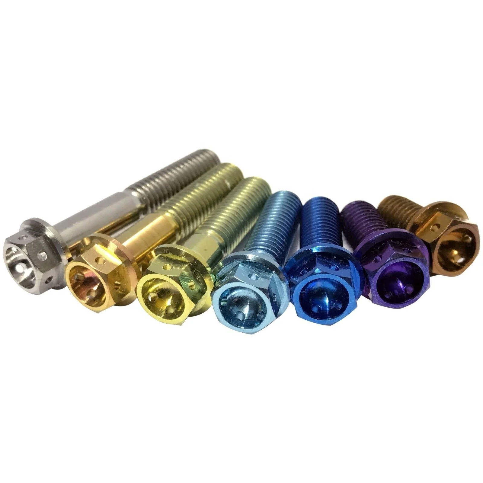 M6 bolt Titanium  Motorcycle hexagonal head double drive blue titanium flange bolts