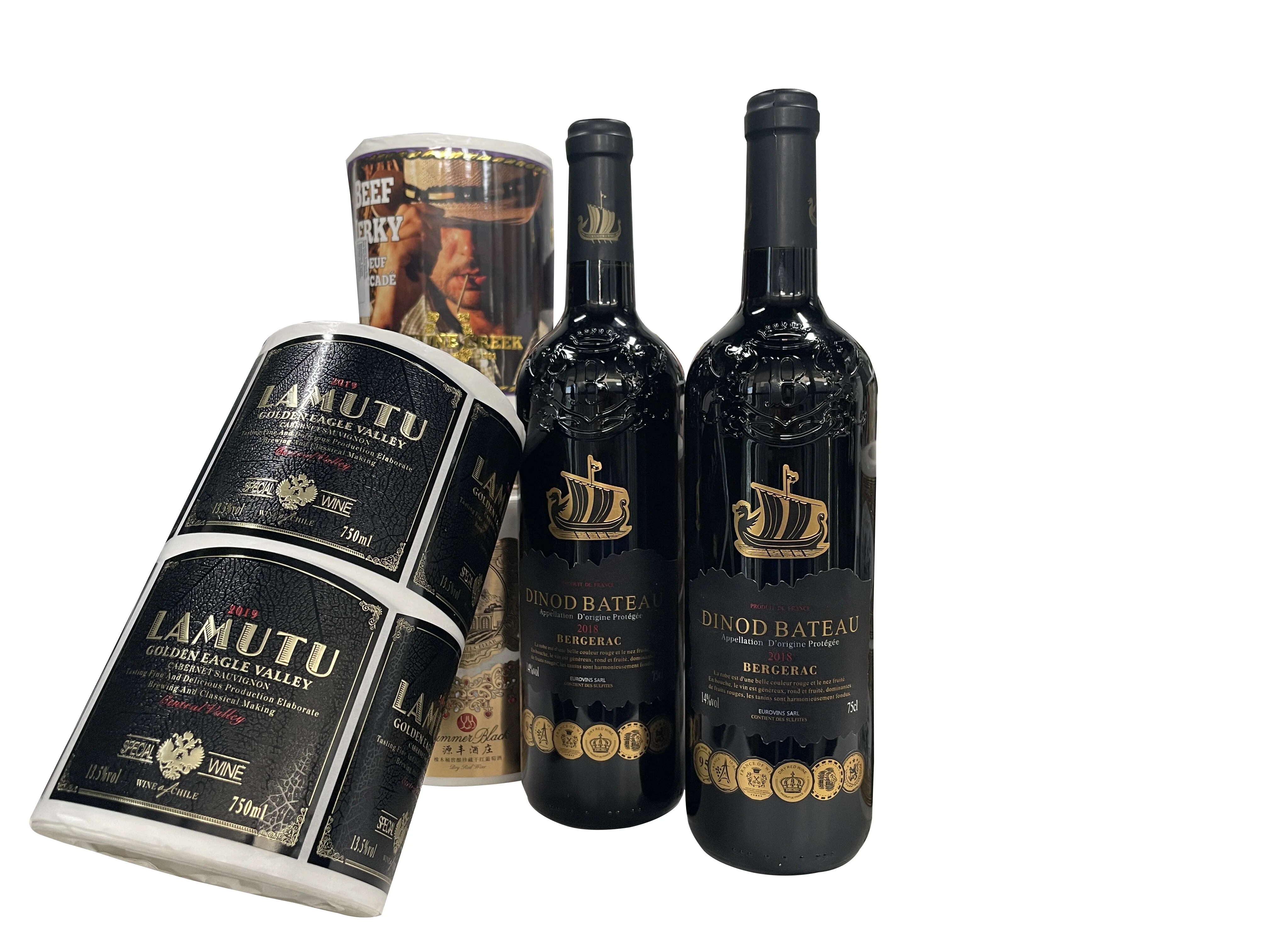 Custom Self-Adhesive Aluminum Label Wine Vodka Whisky Whiskey Brandy Tequila Gin Spirits Recyclable/Biodegradable Embossed Logo