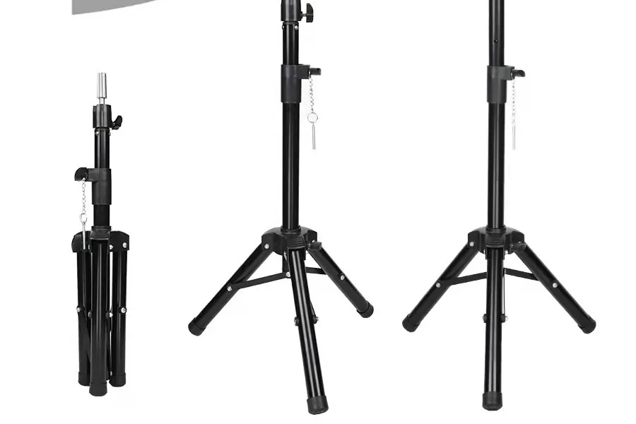 Hairdresser Training Mannequin Head Holder Metal Adjustable Wig Tripod Stand For Hair Making