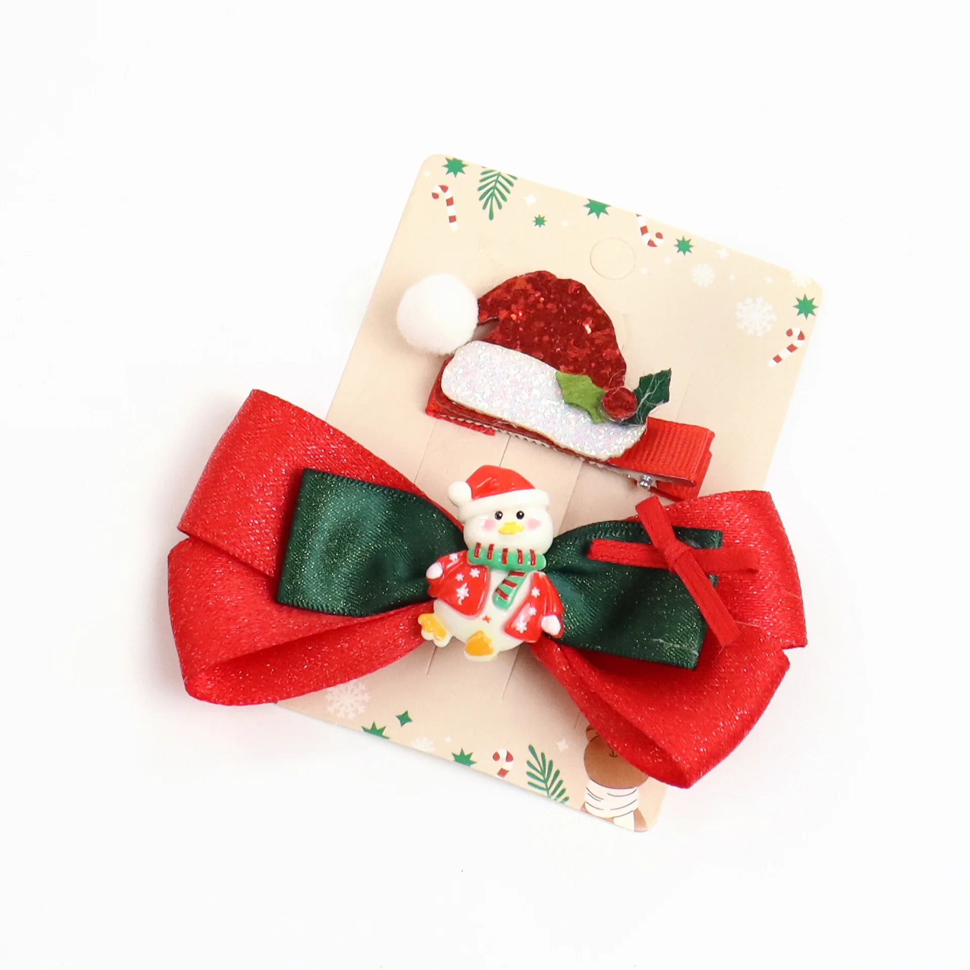 B.PHNE  Christmas  Doll Hair Accessories Bow Hat Deer Santa Claus Hair Clip for Girls Toddlers