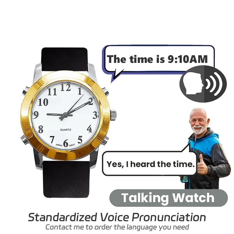 Manufacturer many language Japan quartz  English Talking Watch for Seniors men Talking with Alarm Clock Visually