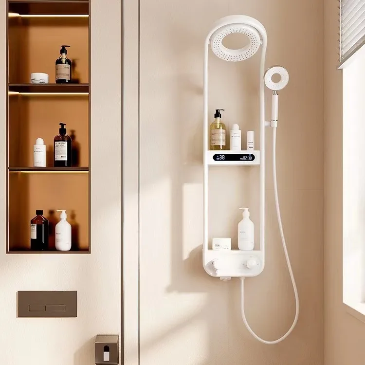 All copper rain shower screen storage rack intelligent constant temperature digital display shower set bathroom accessories