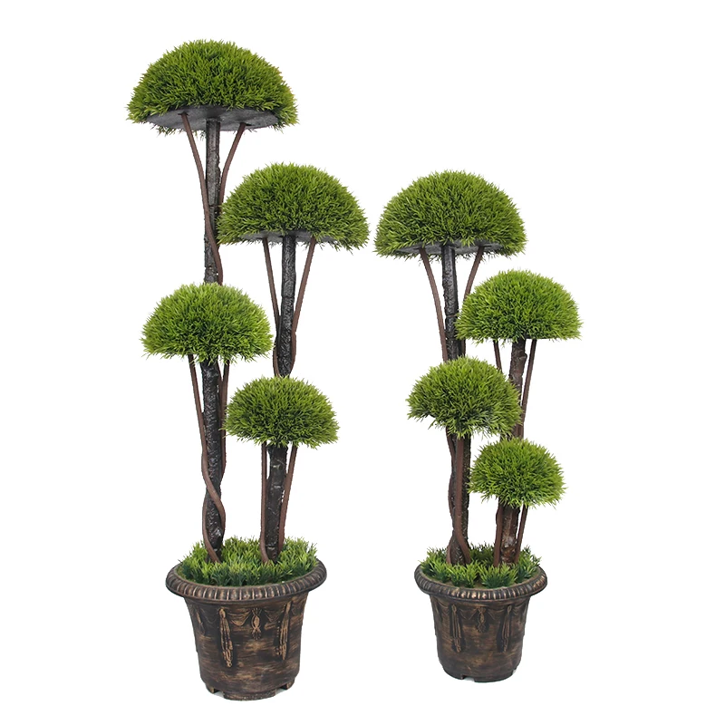 Украшение для помещений и улицы MY1717 зеленое бонсай кедр искусственное Cypress Tree Topiary растение с горшком