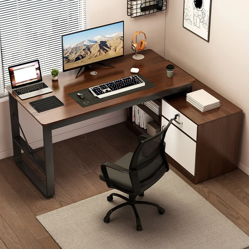 A simple desk, a desktop computer desk, a modern study desk for students, a simple office  in the bedroom, and a corner writ