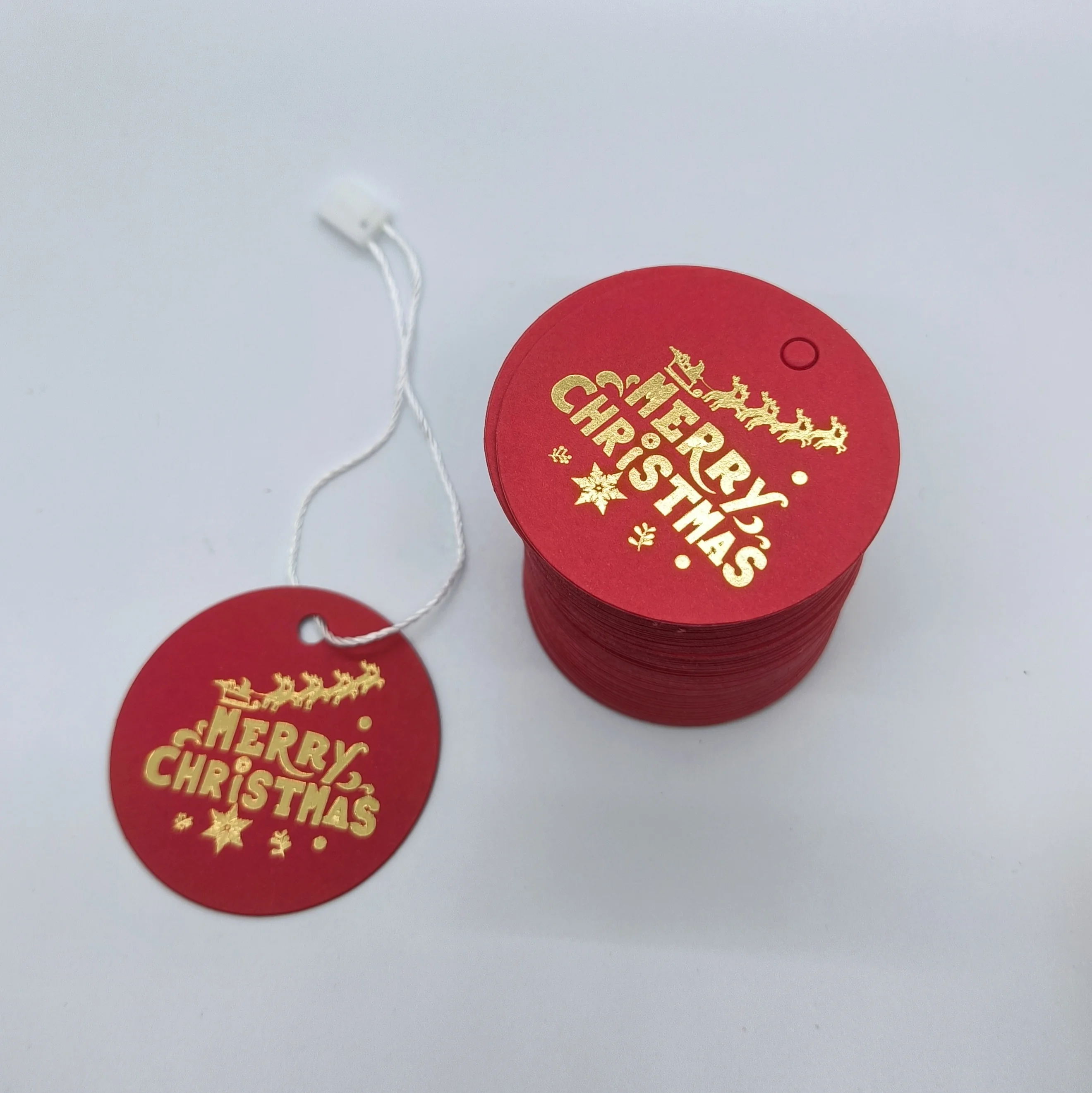 Custom Red and White Hanging Tags Christmas Gift Tags  for DIY Holiday Present Wrap and Price Label
