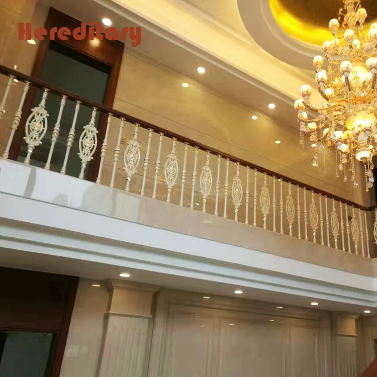 Luxury white rose glod veranda aluminum railing and curved staircase aluminum balcony railing design