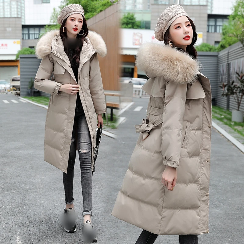 Autumn winter Korean version extended fur collar plus size slim fit cotton jacket