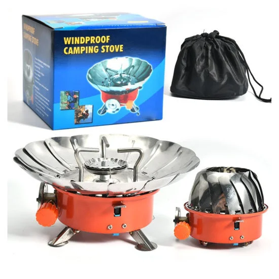 2022 Ultralight Camping Stove Portable Mini Outdoor Folding Metal Camping Gas Stove Windproof Furnace Burner Backpacking Hiking