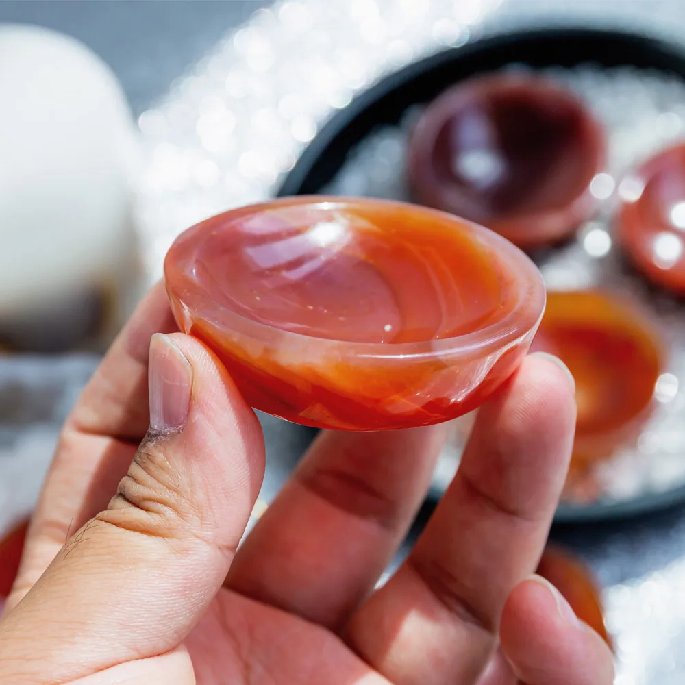 Hand carved natural quartz beautiful red carnelian bowl reiki healing crystals stone for decoration