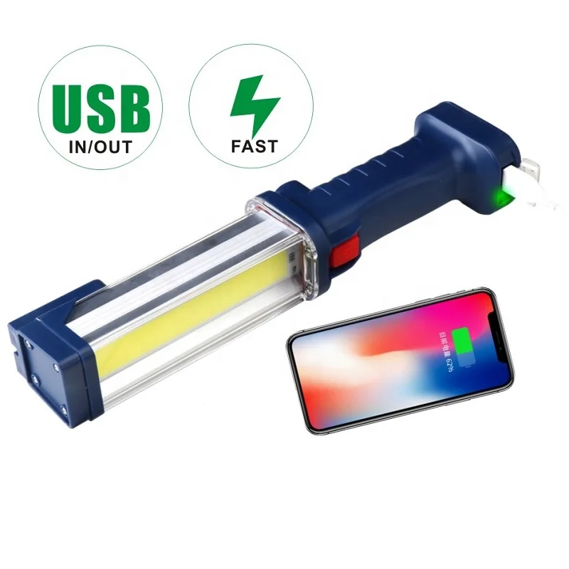 Магнитный крюк, перезаряжаемые рабочие лампы COB, USB-контрольный светильник, COB Светодиодная рабочая лампа