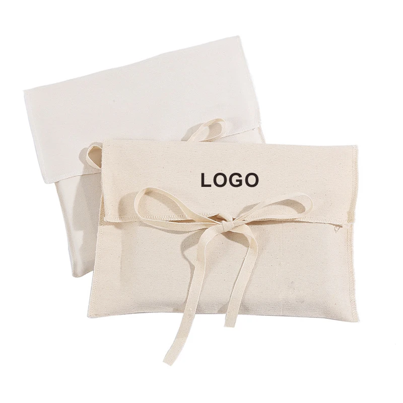 Custom Flap Cotton Fabric Envelope Gift Packaging Bags for  Luxury cloth Jewelry Cosmetic Envelope Dust Bag