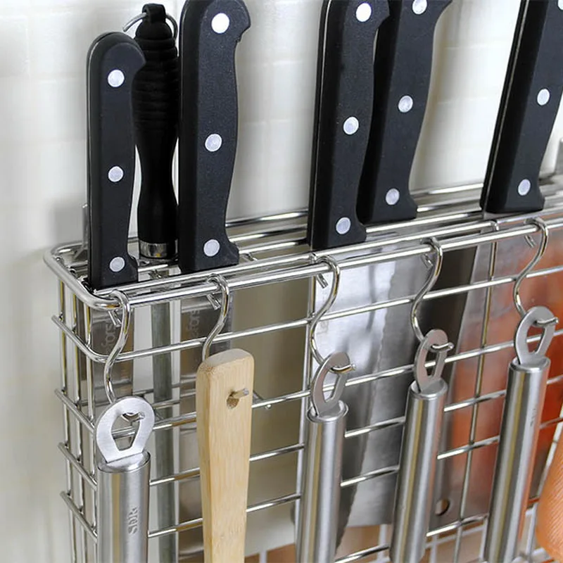 Stainless steel wall mounted tool holder kitchen metal knife holder family universal knife holder stainless stainless steel
