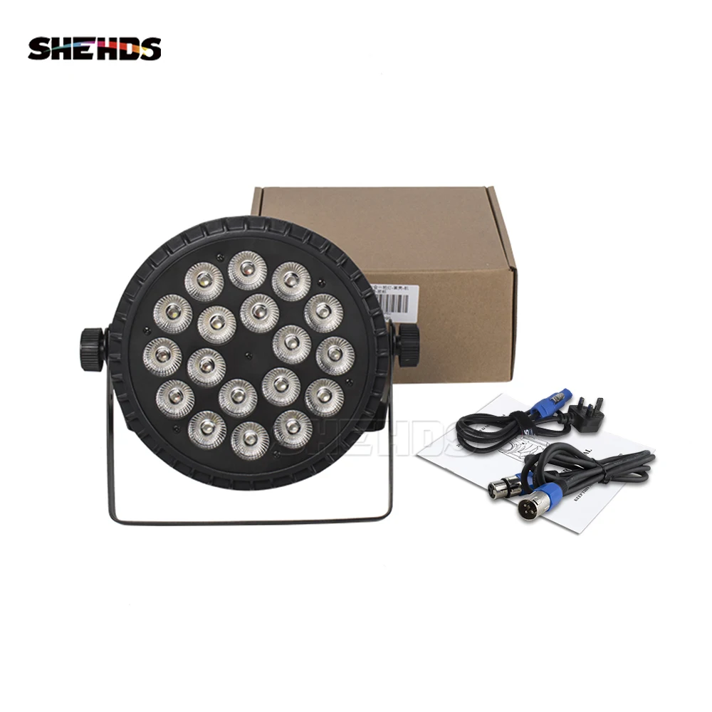 Shehds Aluminum Alloy Flat 18x18W RGBWA UV 6in1 LED Par Light Wash Stage Lighting for Church