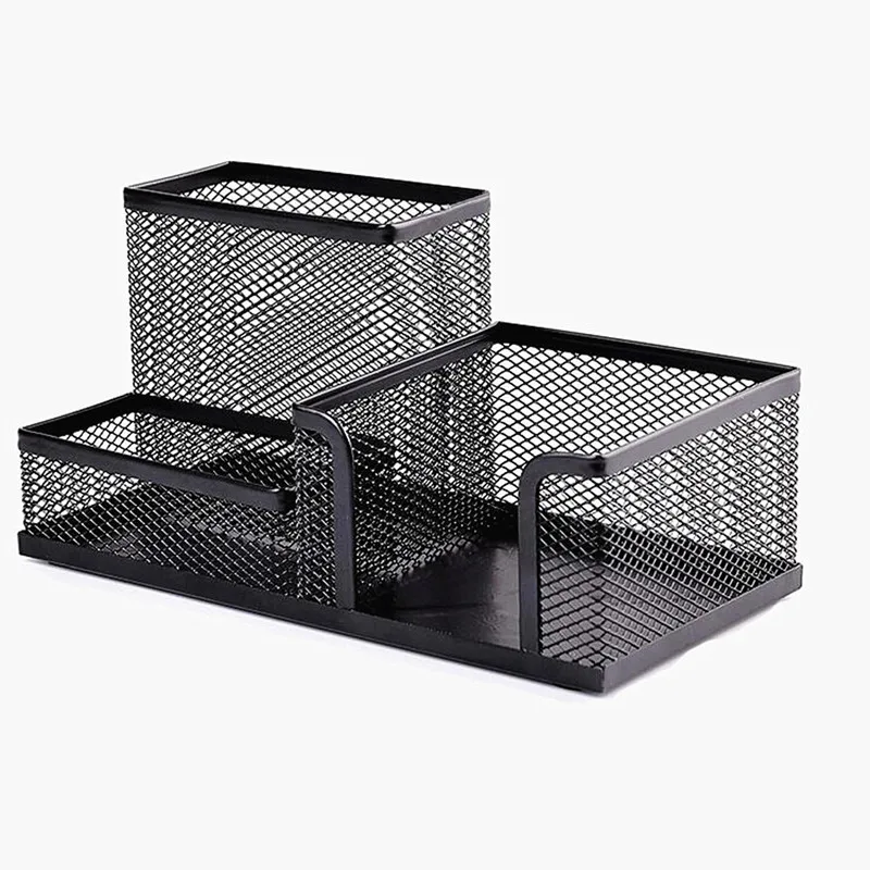 Creative Metal Pen Holder Desk Stationery Organizer Pencil File Storage Rack Box Office Accessories