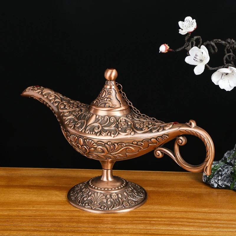 SHINNYGIFTS Thanksgiving Gift Home Decoration Ornaments Metal Arabian Style Magic Lamp Aladdin Lamp