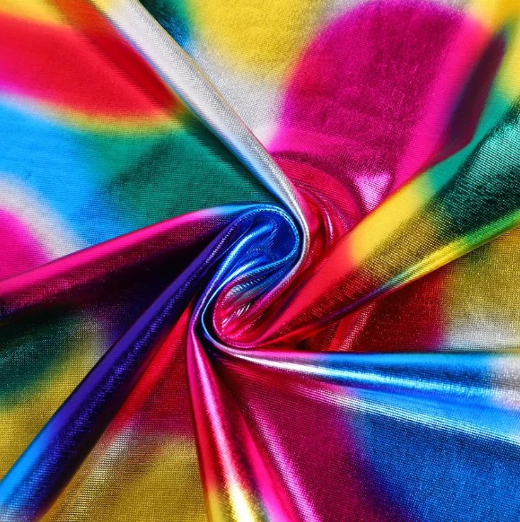 foil fabric spandex rainbow holographic foil fabric foil  stretch fabric