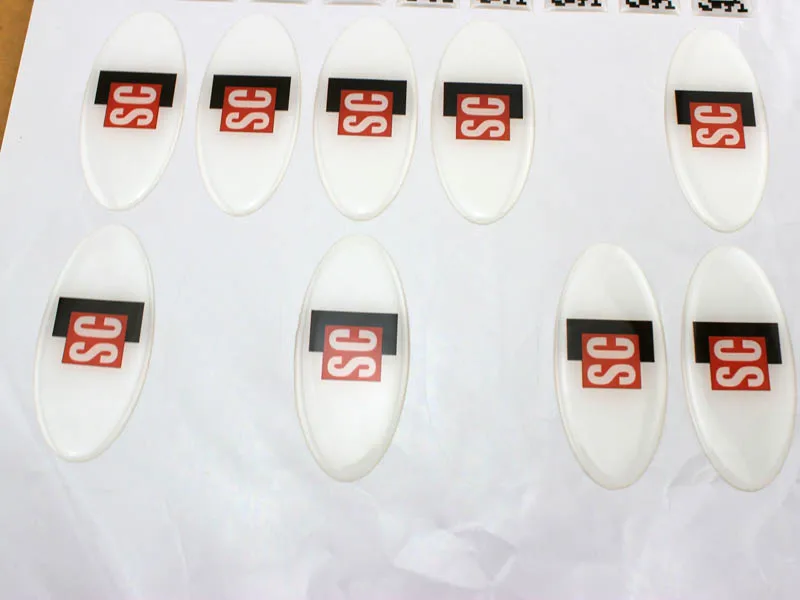 High quality eco-friendly soft crystal clear strong glue oval epoxy sticker with strong adhesive