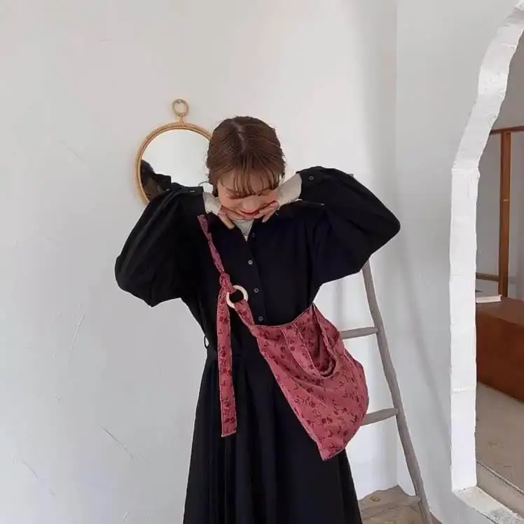 YIMYIK 2022 New Fashion Leopard Print Ladies One-shoulder Bags Retro Canvas Women Casual Tote Handbags