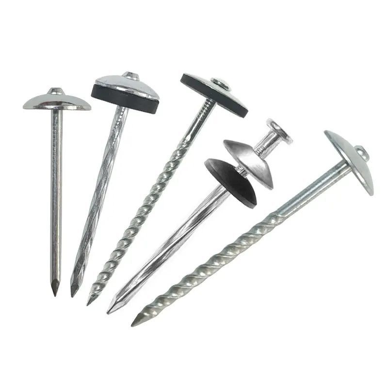 Direct factory metal waterproof spiral shank umbrella corrugated roofing nails display