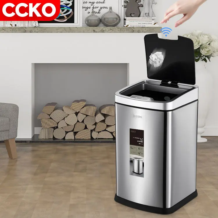 Gold Hotel Kitchen Stainless Steel Sensor Garbage Bin Automatic Dustbin Smart Trash Can Electric Garbage Can Smart Waste Bins