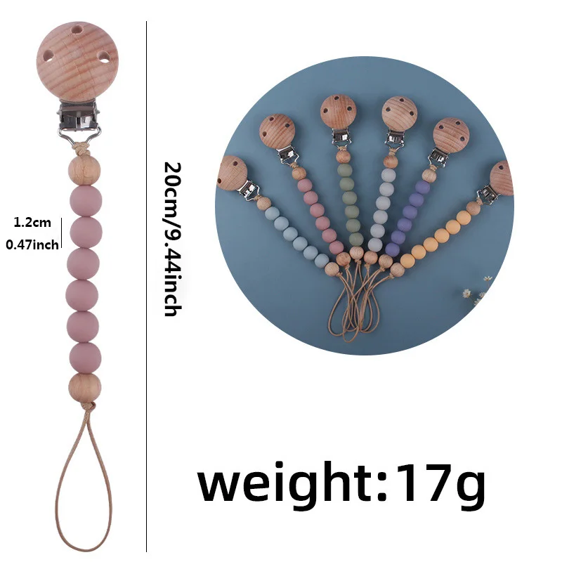 Bpa Free Food Grade Hand Held No Slip Anti-Dropping Chew Round Silicone Beads Baby Teether Chain