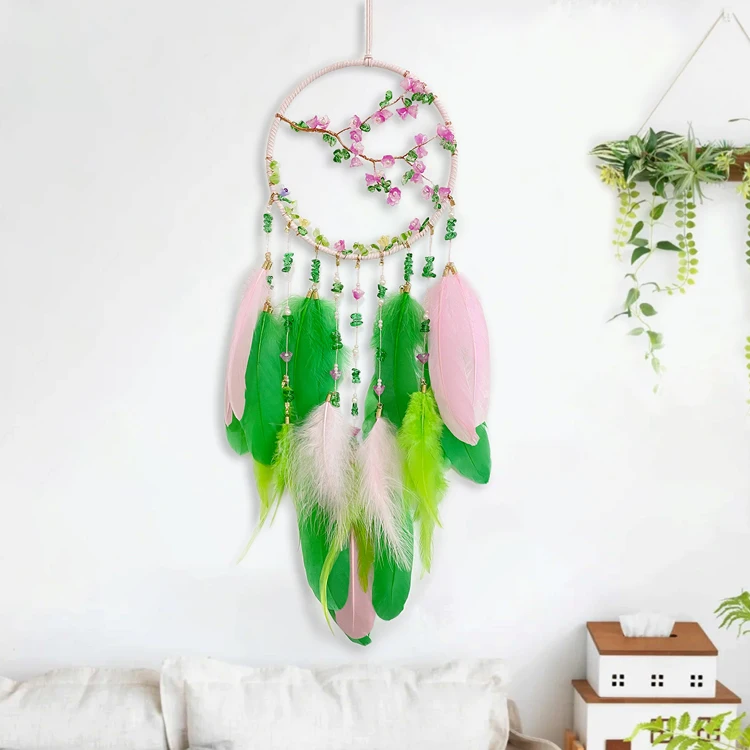 New Product Hot Sale Traditional  Feather Crystals Beaded Dream Catcher Handmade