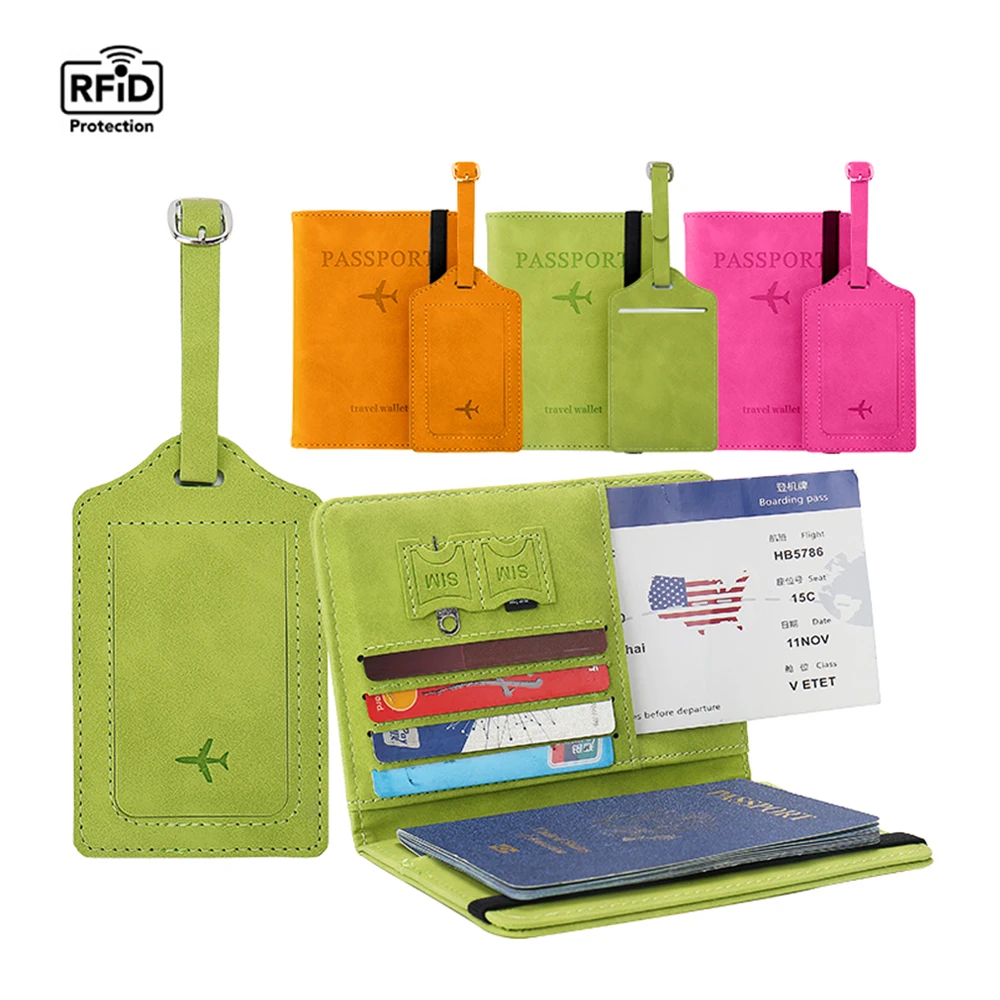 Customize Travel Passport Holder Set Pu Leather Personalized Passport Holder And Luggage Tag