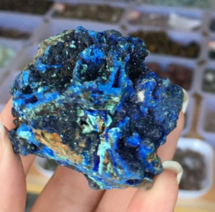 Wholesale natural rock raw rough stone mineral azurite chalcopyrite