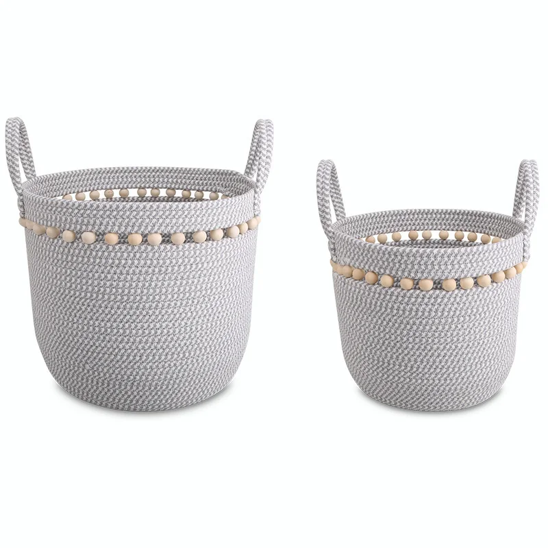 Декоративная корзина с бусинами на День святого Валентина декор для свадебной вечеринки Современная Северная хлопковая веревка домашняя хранения ручками