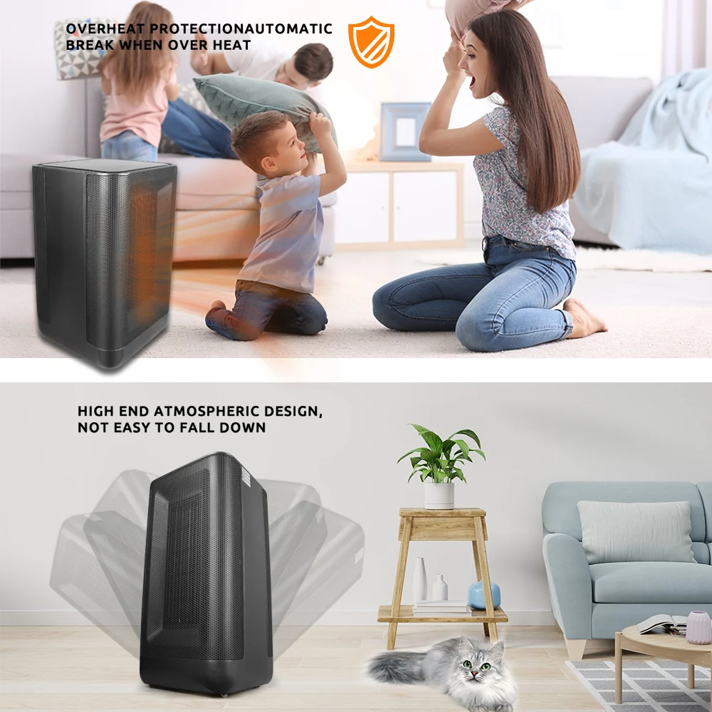 Space Heaters for Indoor Use Portable fan Heater 1500W PTC Electric Heater with remote Thermostat Fast Safe