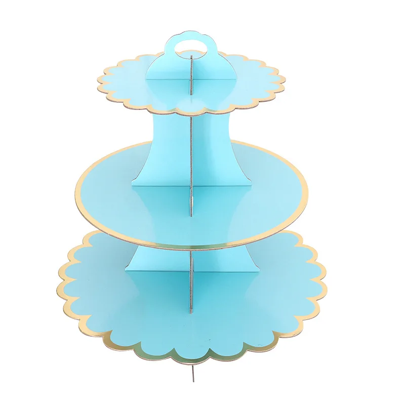 Cardboard Cake Stand 3 Tier Paper Dessert Round Cupcake Holder Tower Disposable Pastry Stand for Birthday Party Desserts Display