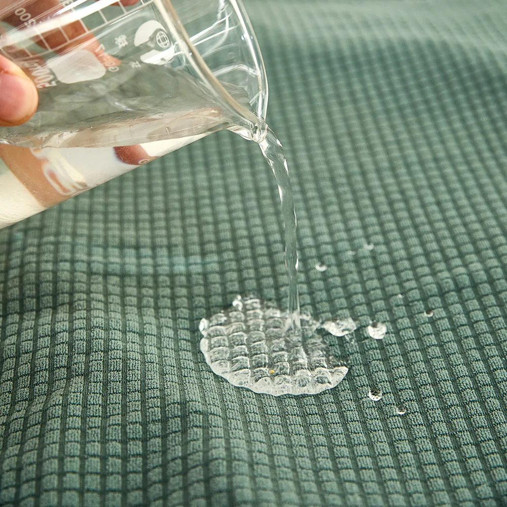 Waterproof Slipcover Sofa Cushion Cover Solid Color Elastic Dustrproof Sofa Cover Waffle Half Bag Sofa Fitted Sheet