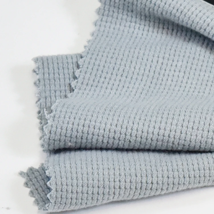 Durable CVC Inflexible Cotton Polyester Medium Weight Waffle Fleece Fabric