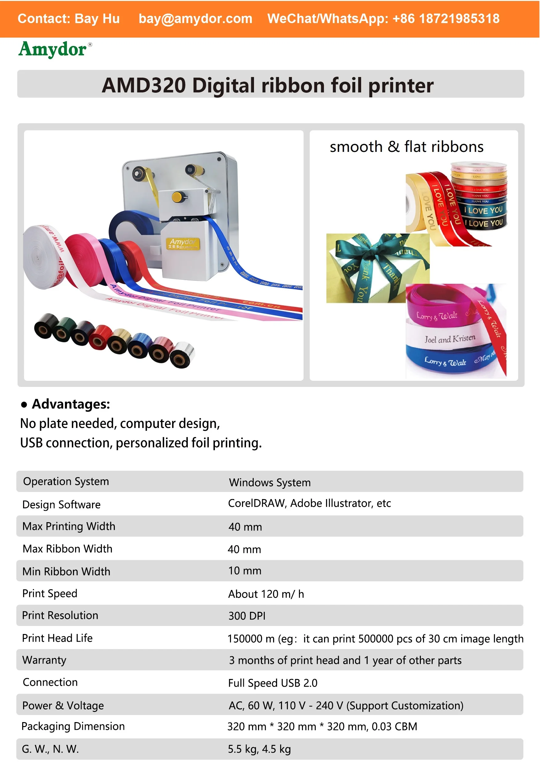 AMD320 ribbon printer