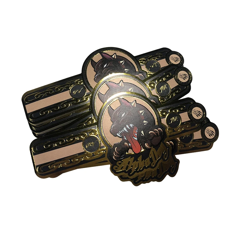 Custom  Hot Stamping  Ring Cigar Bands Printing Embossing Gold Stamping Cigar Label Die Cut Sticker