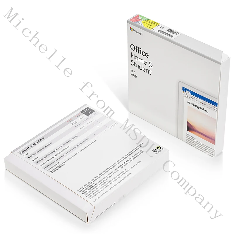 Microsoft Office 2019 для дома и учёбы Розничная коробка пакета программного обеспечения оборудования 64 бит DVD версия офисного 2019 HS